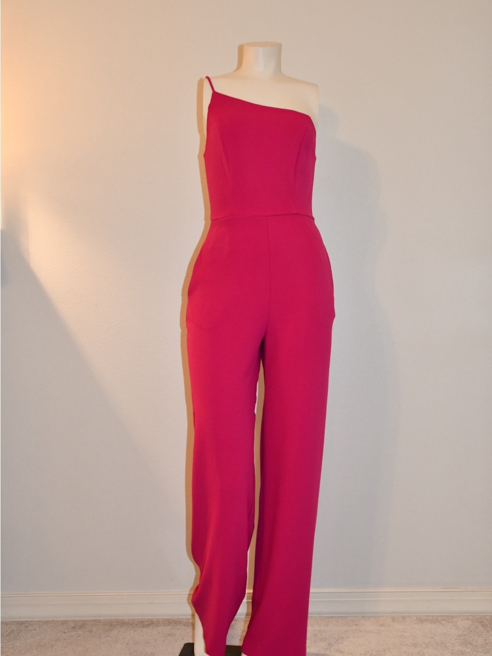 Crystal Sky One-Shoulder hot Pink Jumpsuit small
